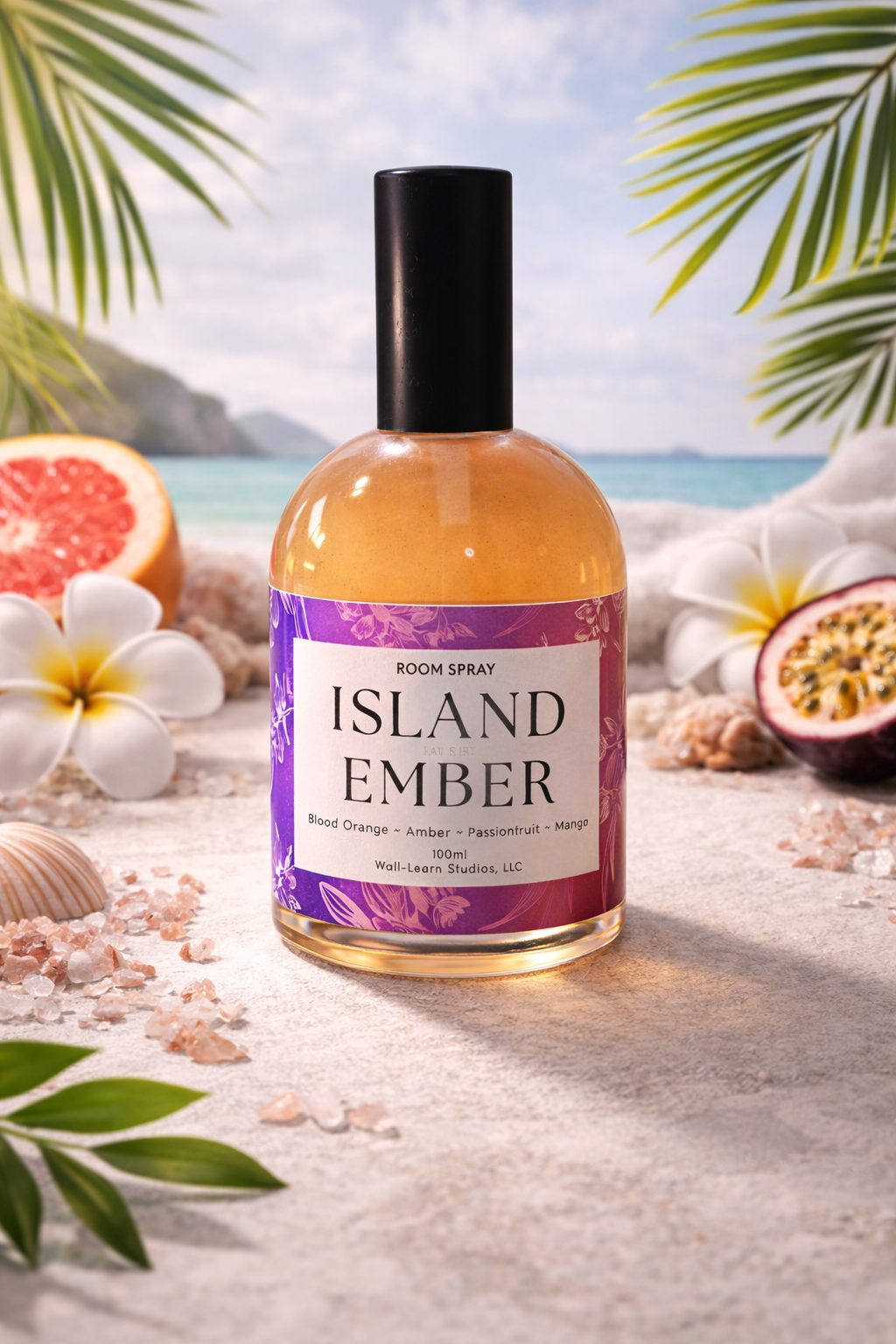 Island Ember Room Spray | Tropical Citrus & Amber Home Fragrance | Luxury Linen & Room Spray | Blood Orange, Passionfruit & Mango