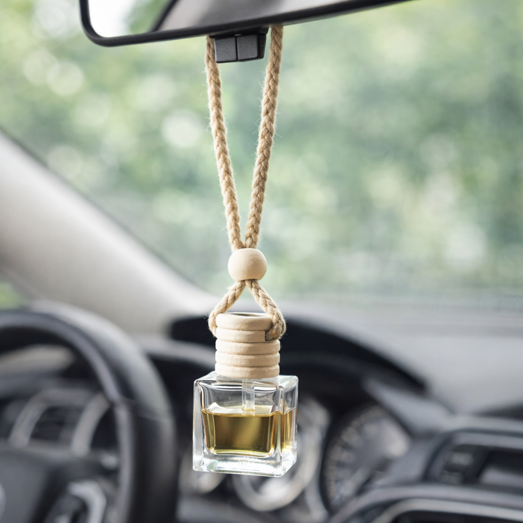 Cedarwood Vanilla Car Diffuser | Hanging Rearview Mirror Air Freshener | Natural Wood Bottle Diffuser | 10ml Oil Diffuser Gift with REFILL