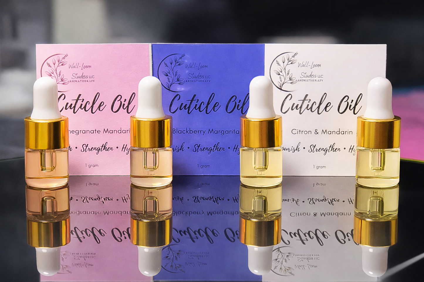 Cuticle Oil Sampler Set – 3 Scents | Pomegranate Mandarin, Blackberry Margarita, Citron & Mandarin | Nail & Cuticle Care