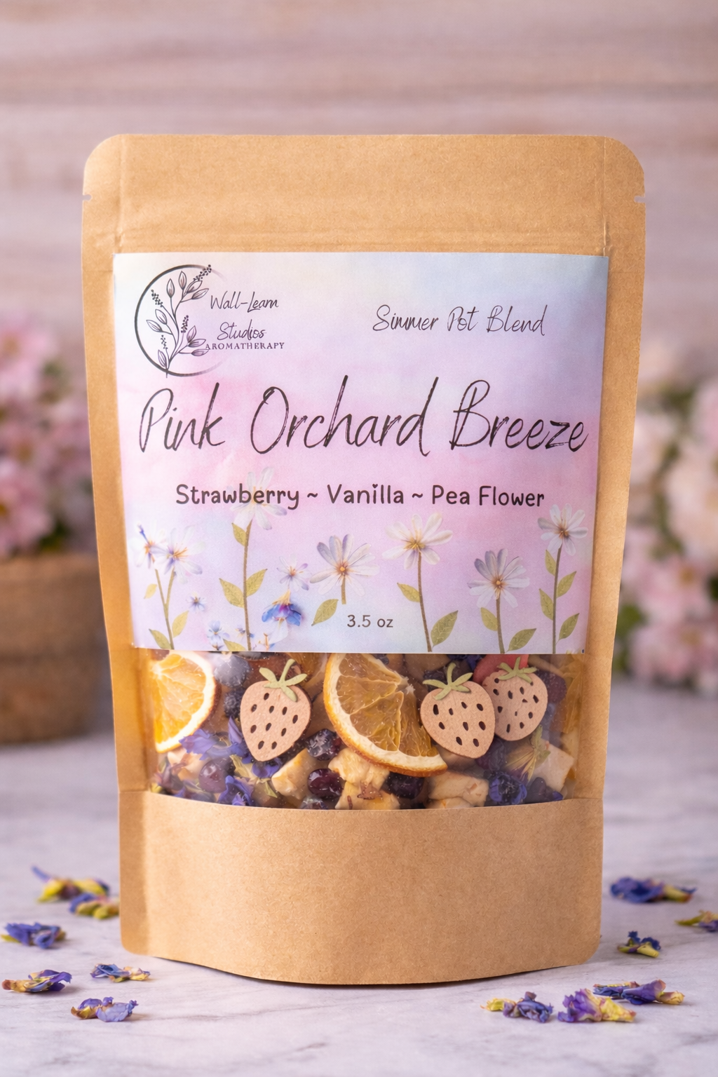 Pink Orchard Breeze Simmer Pot, Strawberry Vanilla Citrus, Stove Top Potpourri, Summer Home Fragrance, Natural Botanical Blend