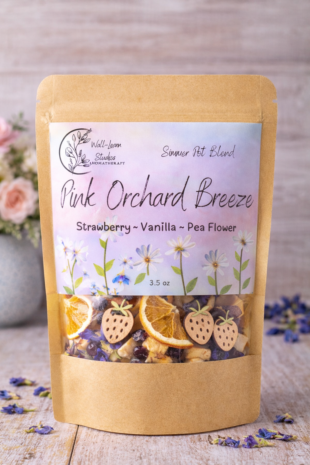 Pink Orchard Breeze Simmer Pot, Strawberry Vanilla Citrus, Stove Top Potpourri, Summer Home Fragrance, Natural Botanical Blend