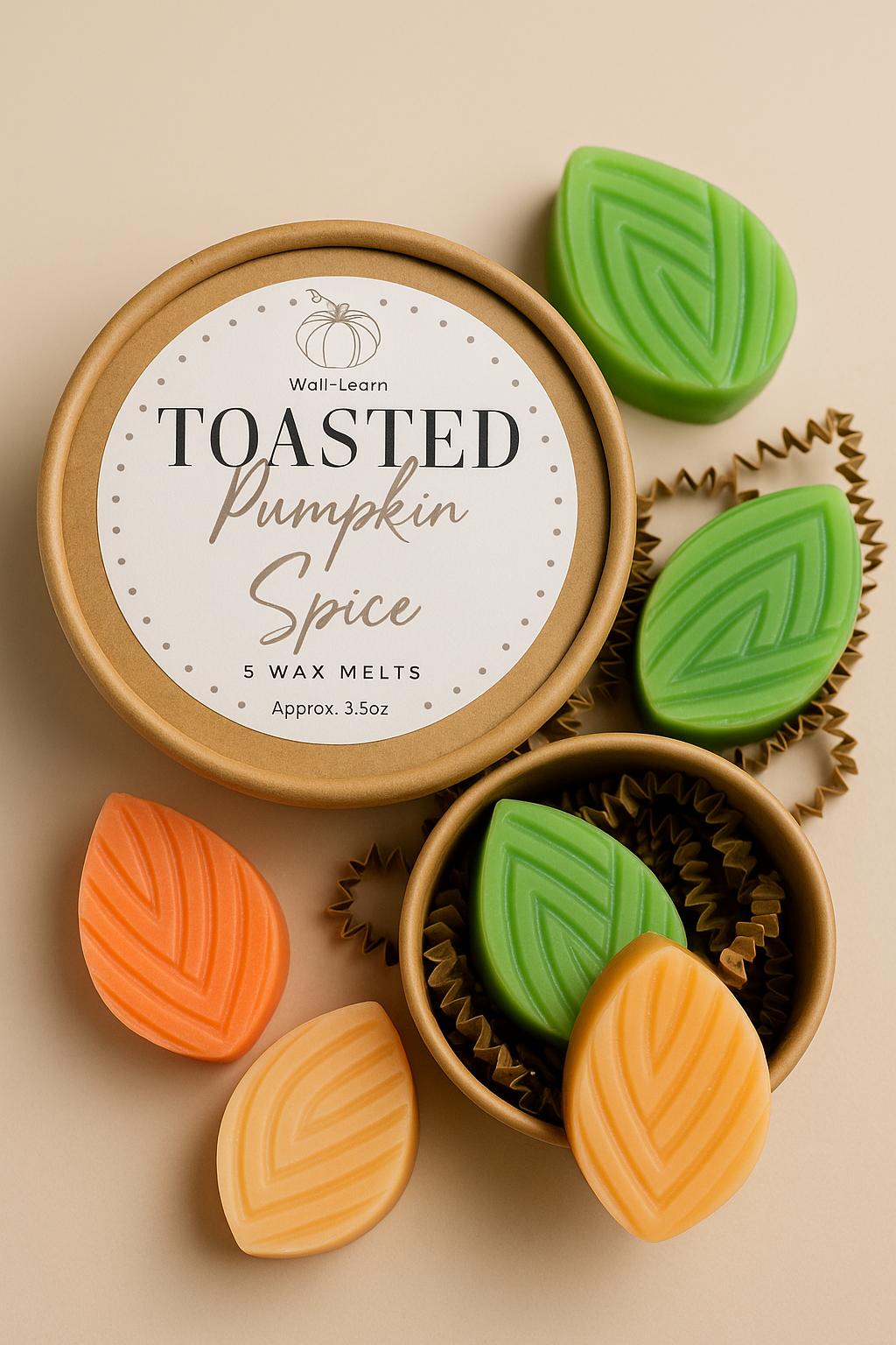 🍂 Toasted Pumpkin Spice Wax Melts | Handcrafted Leaf-Shaped Autumn Blend | Wall-Learn Studios