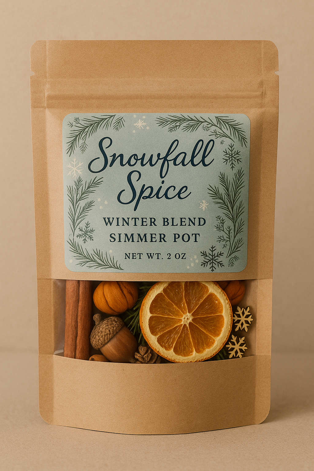 Snowfall Spice Simmer Pot Blend — Cozy Winter Botanical Home Fragrance (2 oz)