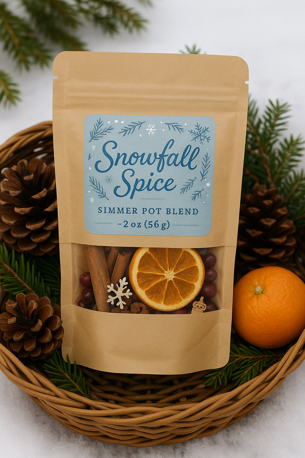 Snowfall Spice Simmer Pot Blend — Cozy Winter Botanical Home Fragrance (2 oz)