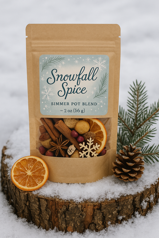 Snowfall Spice Simmer Pot Blend — Cozy Winter Botanical Home Fragrance (2 oz)