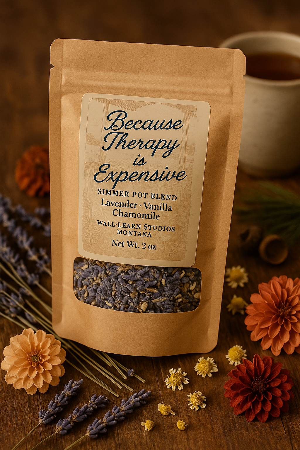 Because Therapy Is Expensive — Simmer Pot Blend (Lavender · Chamomile · Vanilla)